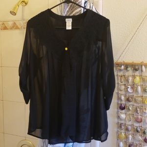 Black Semi-Sheer Dolman Top